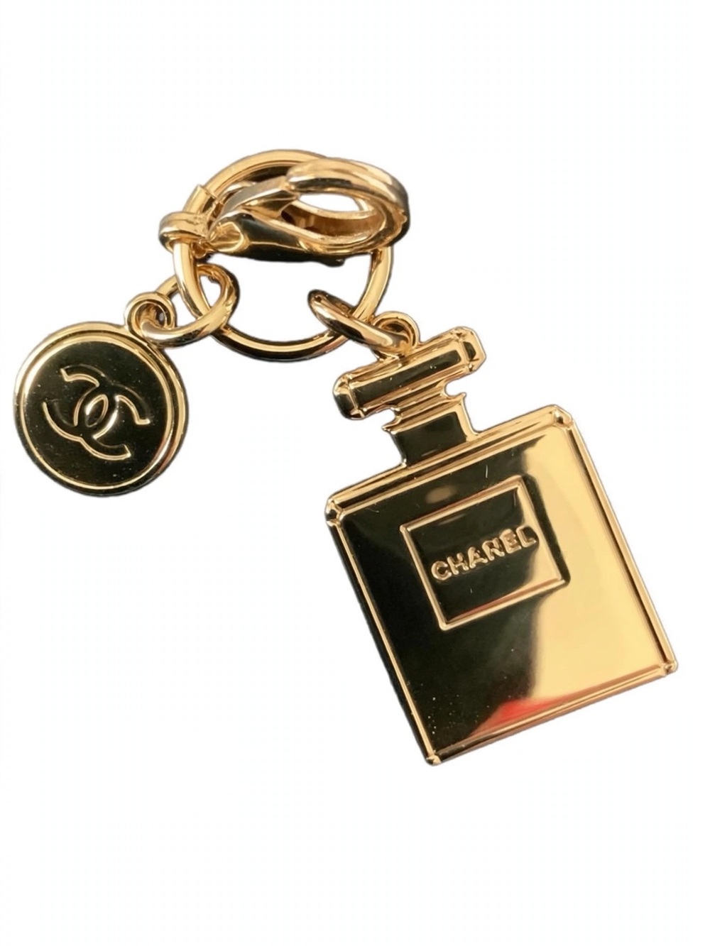 Authentic Chanel Gold Bottle Keychain Charm
